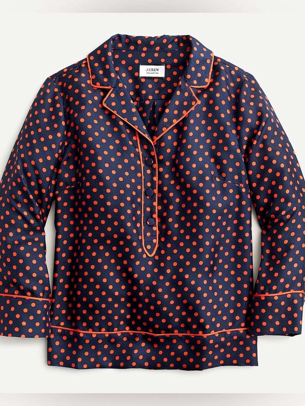 NWT J.Crew Collection silk-twill popover top in polka dot Size XS